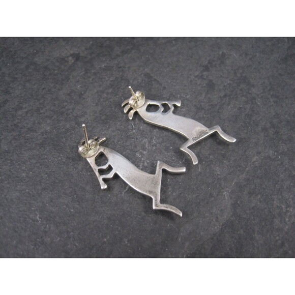 Vintage Southwestern Sterling Kokopelli Inlay Earrings - Picture 5 of 10